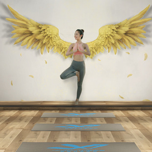8D three-dimensional fantasy Angel Wings hand-painted wallpaper photo background wall Internet celebrity gym dance room yoga wall cloth