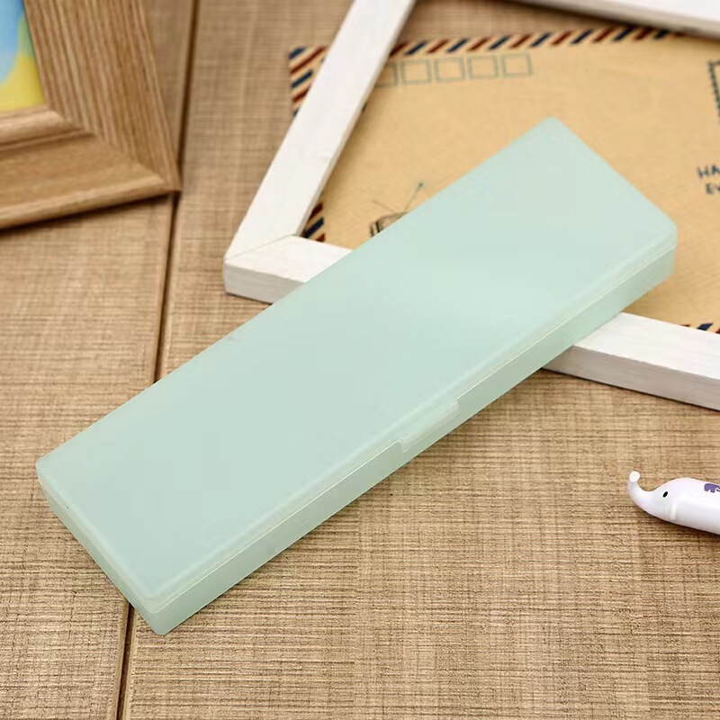クリエイティブソリッドカラー透明文具箱 + 学生子供文具シンプルなマカロンフリップペンケースプラスチック小さなクリア|undefined