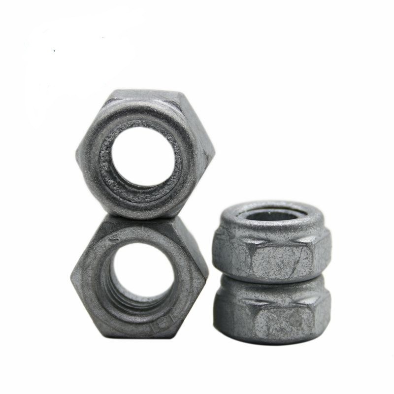 8.8级热镀锌防松螺母热镀锌尼龙自锁螺母尼龙锁紧螺母