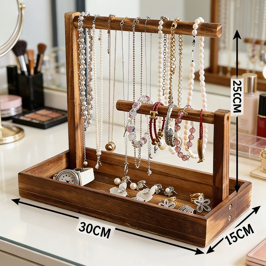 Madera sólida caja de joyería retro estante de exhibición brazalete de maquillaje mesa estante de exhibición Bo Gu estante de reloj pulsera pulsera pendientes