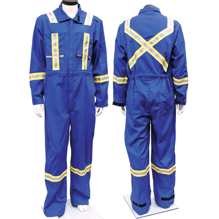 棉锦阻燃防静电连体工作服 外单厂家 男士防火防护服 油田加油站