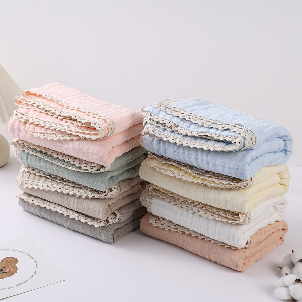 Amazon Cross-Border Six-Layer Gauze Bath Towel Pure Cotton Lace Baby Blanket Baby Class a Bath Cotton Kidsren's Quilt