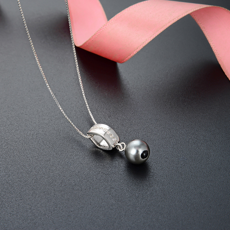 Estilo japonés y coreano de moda elegante temperamento con incrustaciones de circón collar de cadena de clavícula s925 gota de plata esterlina collar de cuentas de aceite colgante para las mujeres