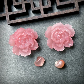 仿玉树脂牡丹花 头饰发饰发夹发簪DIY树脂饰品配件手机壳装饰材料