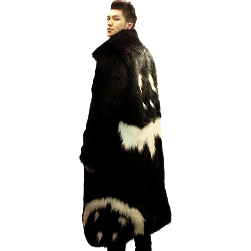 Amazon Hot Selling Fur Coat Men's Winter 2018 White Devil Long Windbreaker Faux Fur Fox Thick Coat