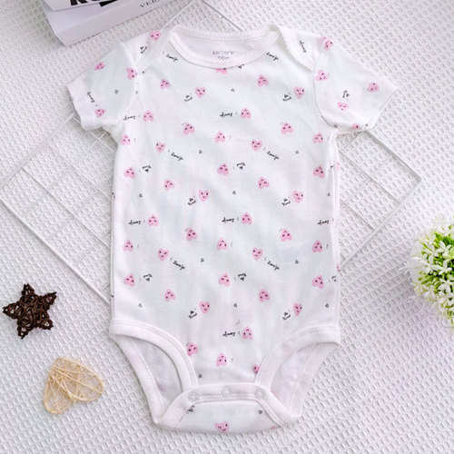 Newborn pure cotton short-sleeve onesie summer for boys and girls, cartoon triangular diaper cover for infants and young children, wholesale children's clothing.