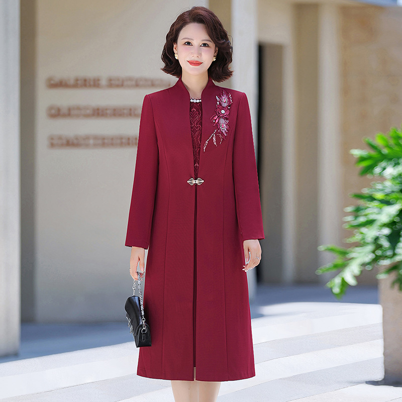 喜婆婆婚宴装2025新款高贵年轻妈妈婚礼套裙中老年春秋两件连衣裙|undefined