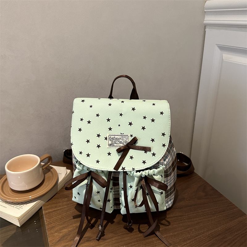 Small Retro Oxford Fabric Drawstring Backpack For Women High End_voghion.com