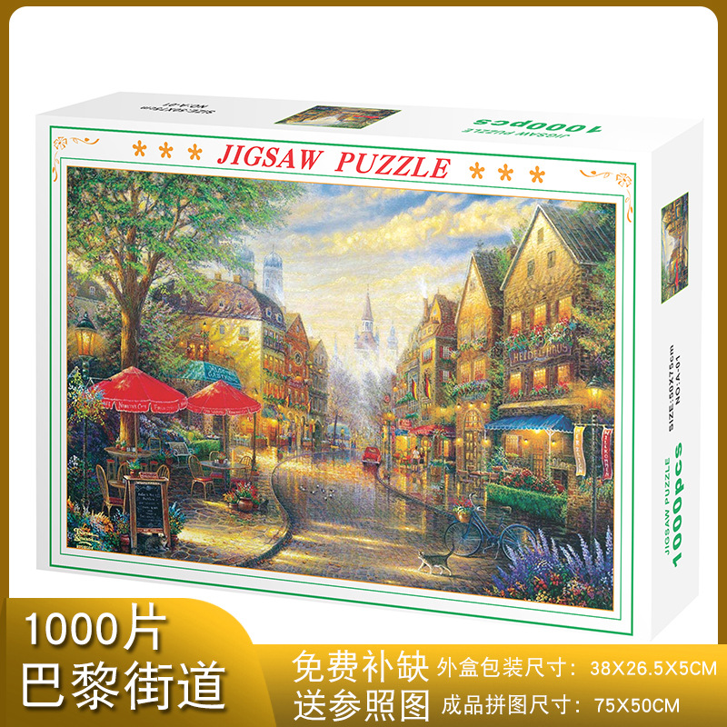 Rompecabezas para adultos 1000 piezas de papel dibujos animados paisaje alta dificultad cerebro quema juego juguetes educativos puesto en el mercado nocturno pequeños productos