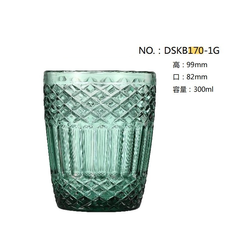 Taza de vidrio de color brillante taza de whisky de geometría de hielo taza de jugo taza de vino taza de flores taza de color set al por mayor