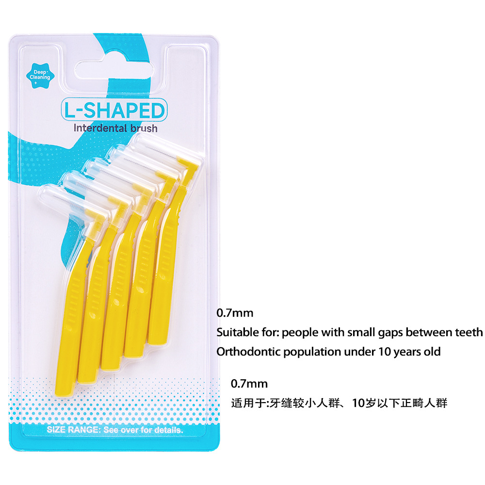 Cepillo interdental en forma de L cepillo interdental cuidado de ortodoncia cerdas suaves limpieza desechable espacio de la ranura cepillo interdental en forma de 7