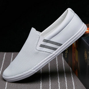 2025 Spring and Summer Solid Color Loafers for Men, Versatile Hollow Leather Sports Casual Shoes, Trendy Breathable Sneakers 7551