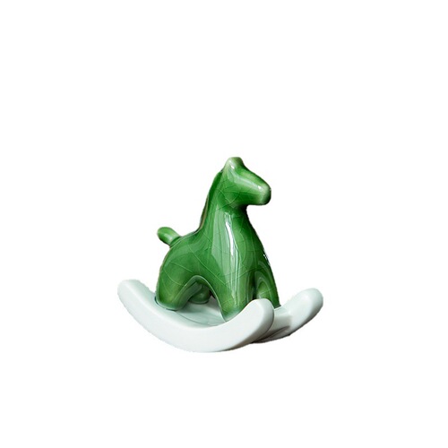 Rocking Horse Ceramics Tea Ceremony Accessories Ceramic Green Horse Tea Ornaments Decorative Ornaments Ceramic Ornaments Ornaments Gifts