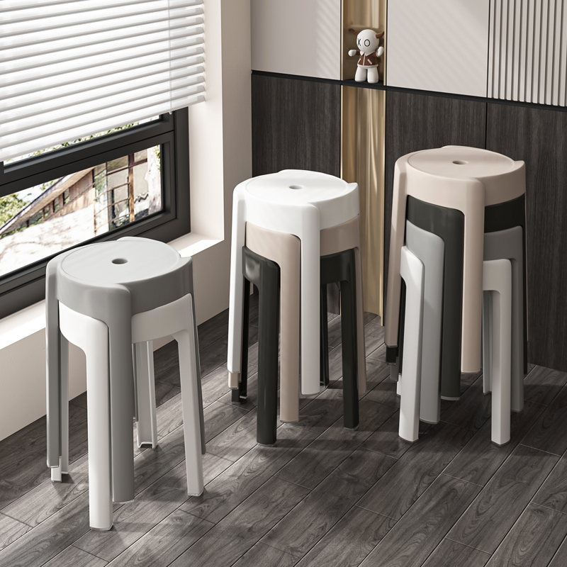 Plastic chair with stackable design, thick for home use, modern minimalist, stackable for restaurant waiting, rubber chair, extra thick, windmill round plate Rong