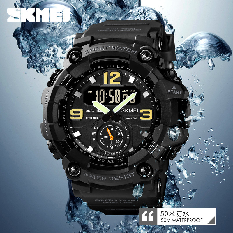 SKMEI reloj de deportes al aire libre para hombres geniales dial grande reloj electrónico impermeable multifuncional 1637