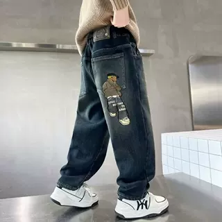 男童春装牛仔裤春秋款直筒长裤新款中大儿童秋季休闲阔腿男孩裤子