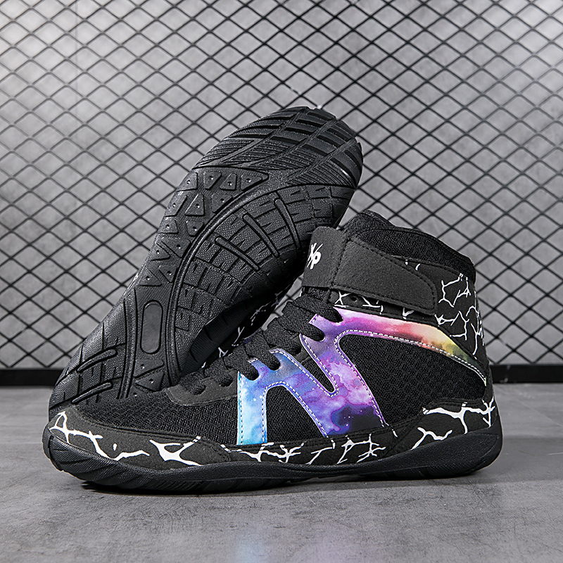 Wrestling Shoes, Boxing, Martial Arts, Fighting Training, Rubber Sole with Velcro Straps, Boxing Shoes, Wrestling Shoes