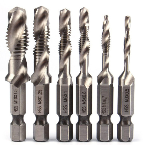 Machine spiral tap hand electric drill drilling integrated drill bit set tool wholesale cross-border hexagonal handle composite tap