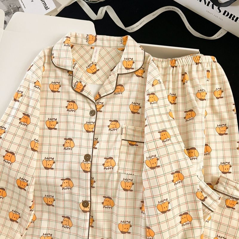 Al por mayor transfronterizo lindo cachorro pijama de lana de otoño y invierno para mujeres nuevo tipo se puede usar con ropa de casa cálida y dulce