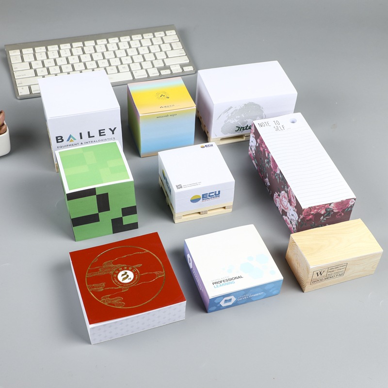Three-Dimensional Wooden Support Paper Bricks, Square Note Pads with N Times Printing on the Side, Advertising Sticky Notes, Customizable Logos