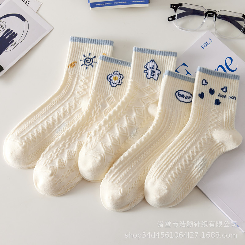 Nuevos/hombres y mujeres opcionales Otoño e Invierno hombres y mujeres medias altas medias blancas calcetines invisibles calcetines florales lindos