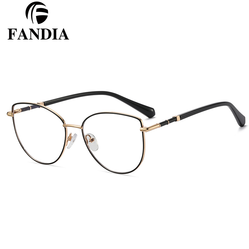 81566 nuevo marco de color transfronterizo gafas anti-luz azul damas pie de resorte de color espejo óptico de marco pequeño con espejo