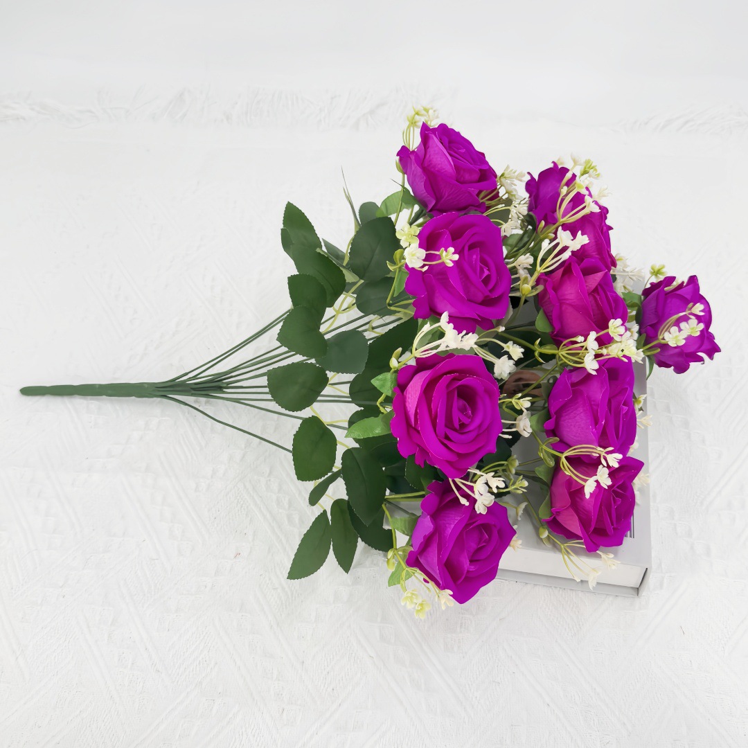 Ramo de Rosas Artificiales de 10 Cabezas de Seda Decorativo para Bodas y Hogar image 4