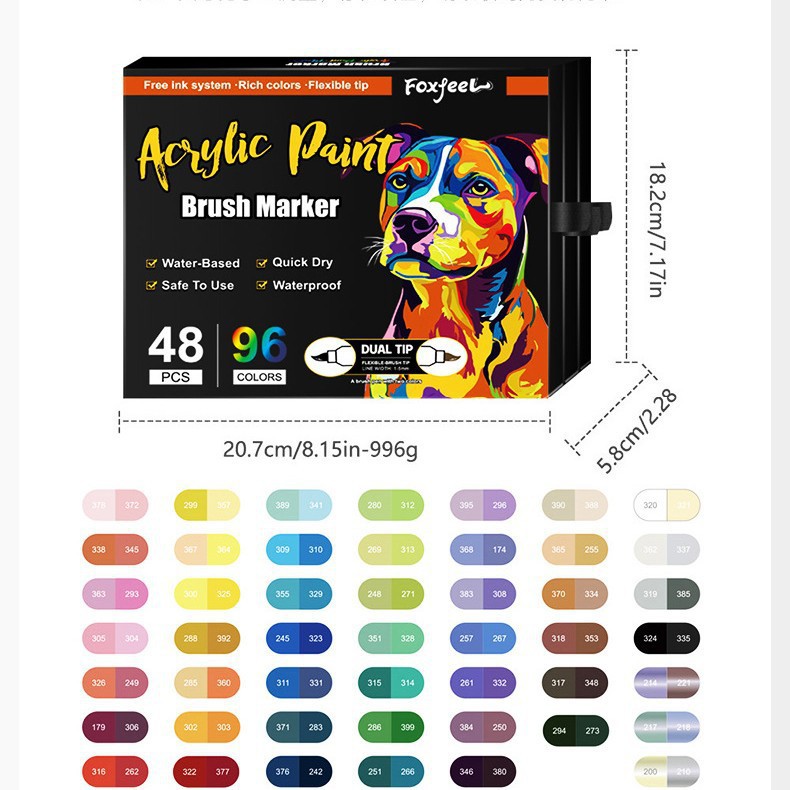 Explosión transfronteriza doble cabeza de acrílico de dos colores marca de pintura de arte marca de pintura de color grande pluma de acuarela de pintura profesional