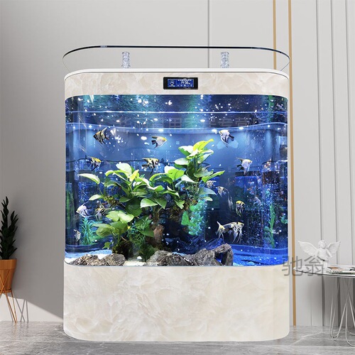 Tank for living room, household, small and medium-sized,  new model, double round wall-mounted large size, large rear filter ecological landscape, golden dragon