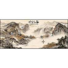 新中式客厅装饰画中国风沙发背景墙挂画字画办公室山水画茶室壁画
