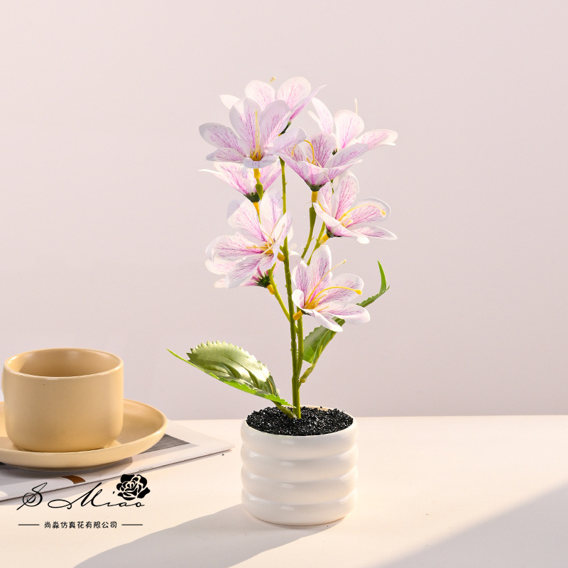 9 cabezas de serigrafía pequeña magnolia bonsai flor de simulación creativa decoración de estudio fotográfico para el hogar decoración planta verde artificial simulación en maceta