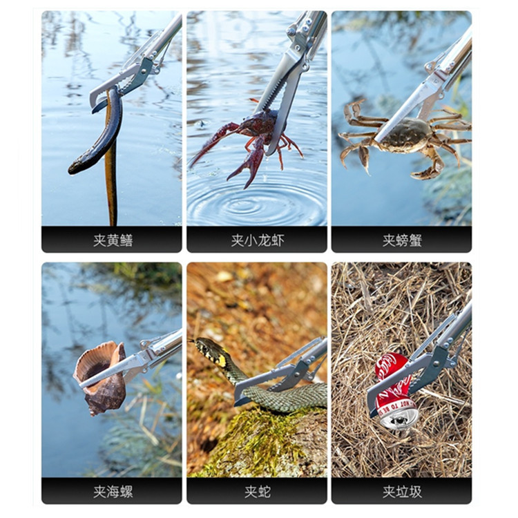 Venta al por mayor de acero inoxidable engrosado multi-funcional Angue clip Loach cangrejo clip plegable antideslizante alargado saneamiento clip de basura