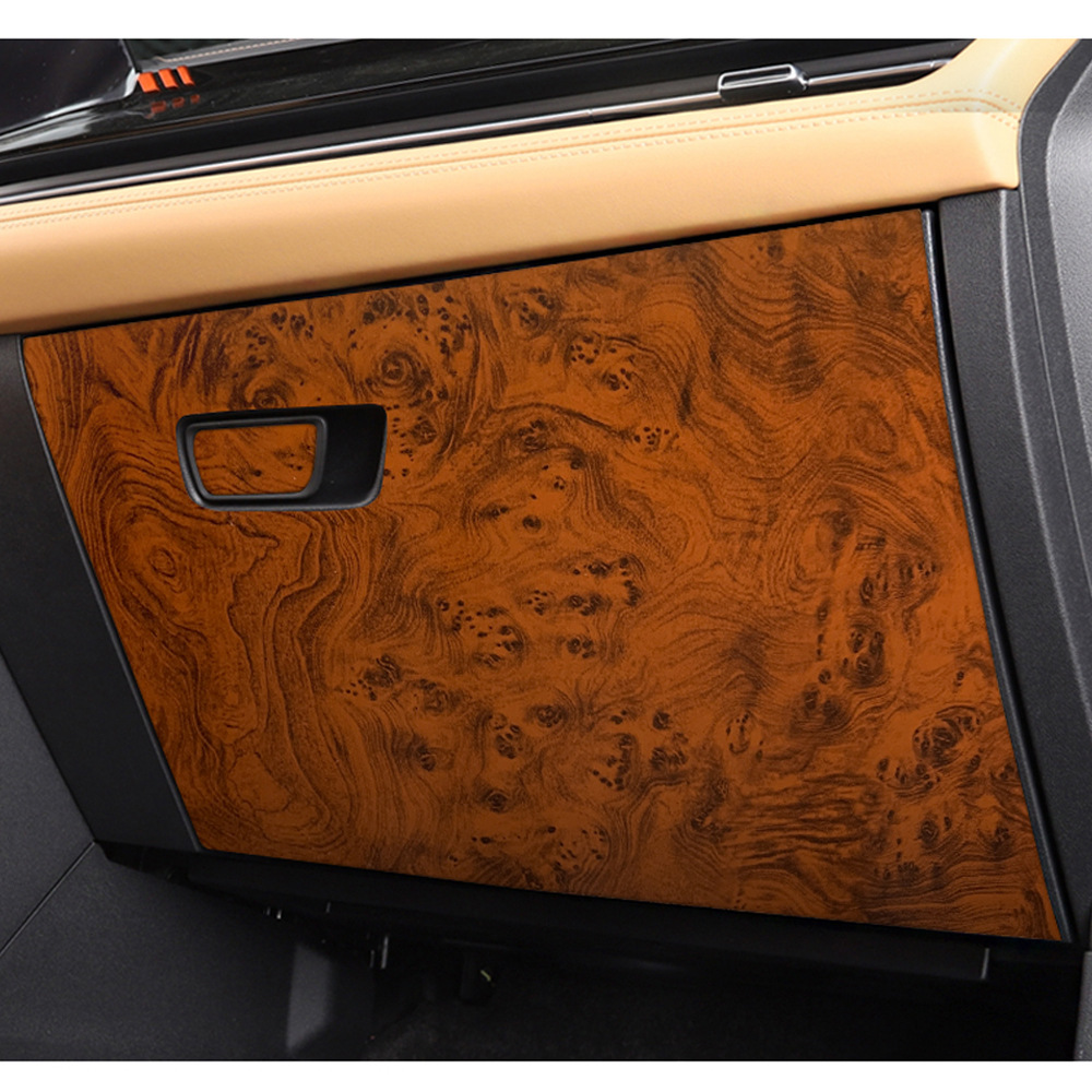 High-End Car Interior Color-Changing Film, Glossy Wood Grain and Sparrow Pattern Modification Sticker, Peach Wood Grain Central Control Renovation Sticker