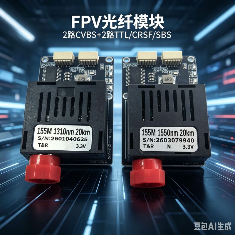 Ttl Uav Optical Transceiver Fpv Fiber Optic Module 2-Channel Cvbs Video to 2-Channel Ttl/Sbus/Crsf