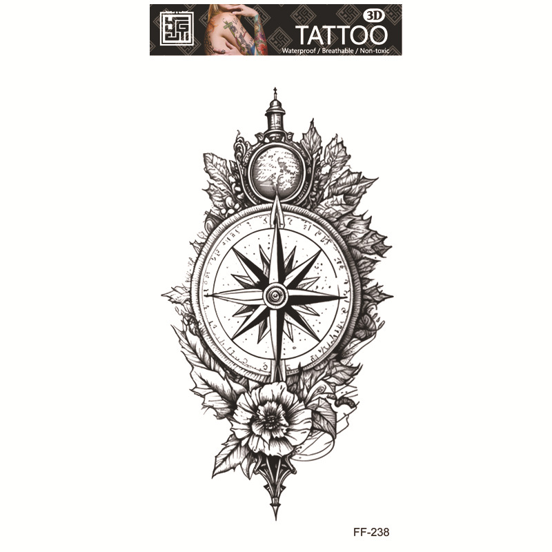 Yuanhua fábrica de pegatinas de tatuaje a prueba de agua en stock al por mayor cabeza de Lobo tótem texto árabe tatuaje pegatinas suministro transfronterizo