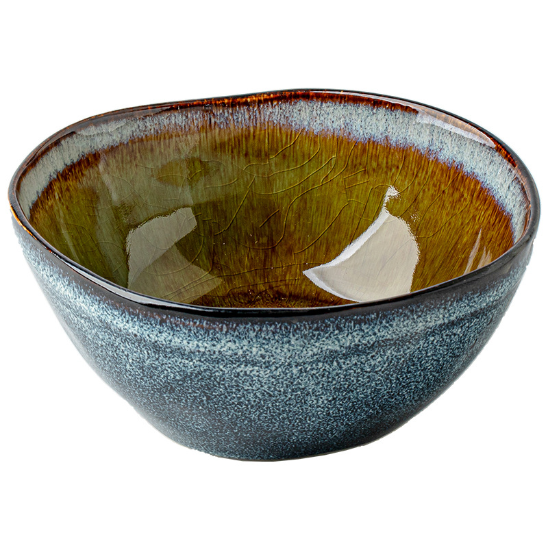 Kun Lan bonito tazón retro irregular tazón de arroz helado esmalte de cerámica frutas tazón de forma especial exportación transfronteriza