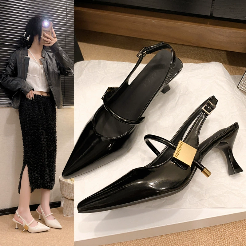 Серебряные туфли на высоком каблуке женский 2024 летний новый туфли на высоком каблуке с французским заострением