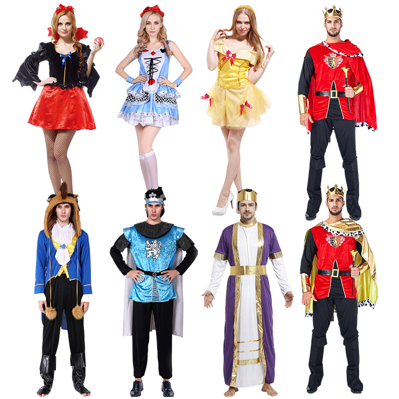 Сказочный костюм на Хэллоуин для взрослых, король, Белоснежная юбка, сценическое представление, костюм Золушки, принца