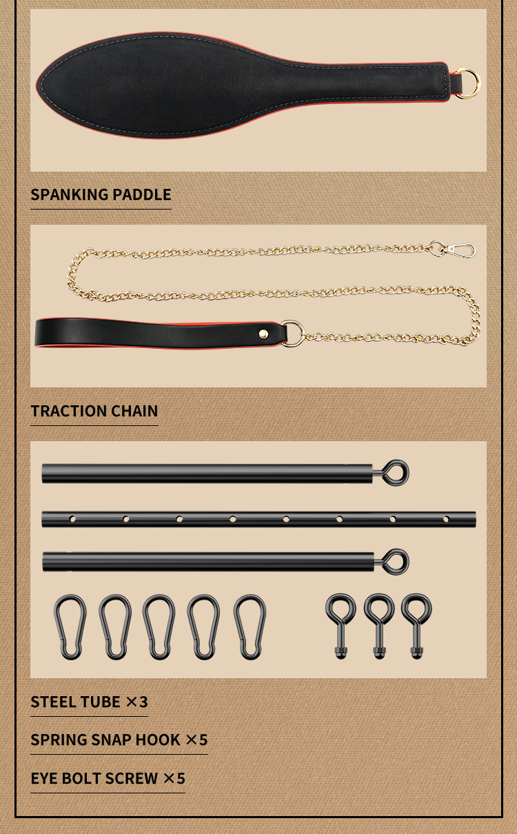 PU Leather Bondage Restraint Set with Detachable Cuffs and Mouth Ball Gag — detail image 29