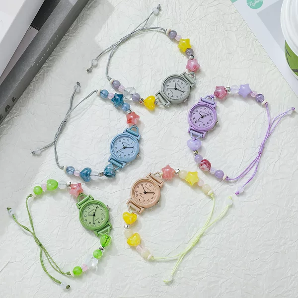 Digital bead string woven pull-out women's watch, girls' wristwatch, special women's watch for junior high school students, quartz watch, light luxury niche