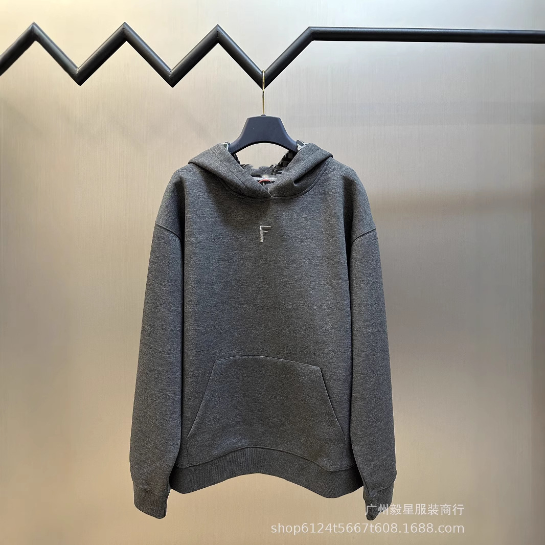 高版本25SS芬家FF刺绣兜帽卫衣ins男女休闲百搭情侣帽衫外套