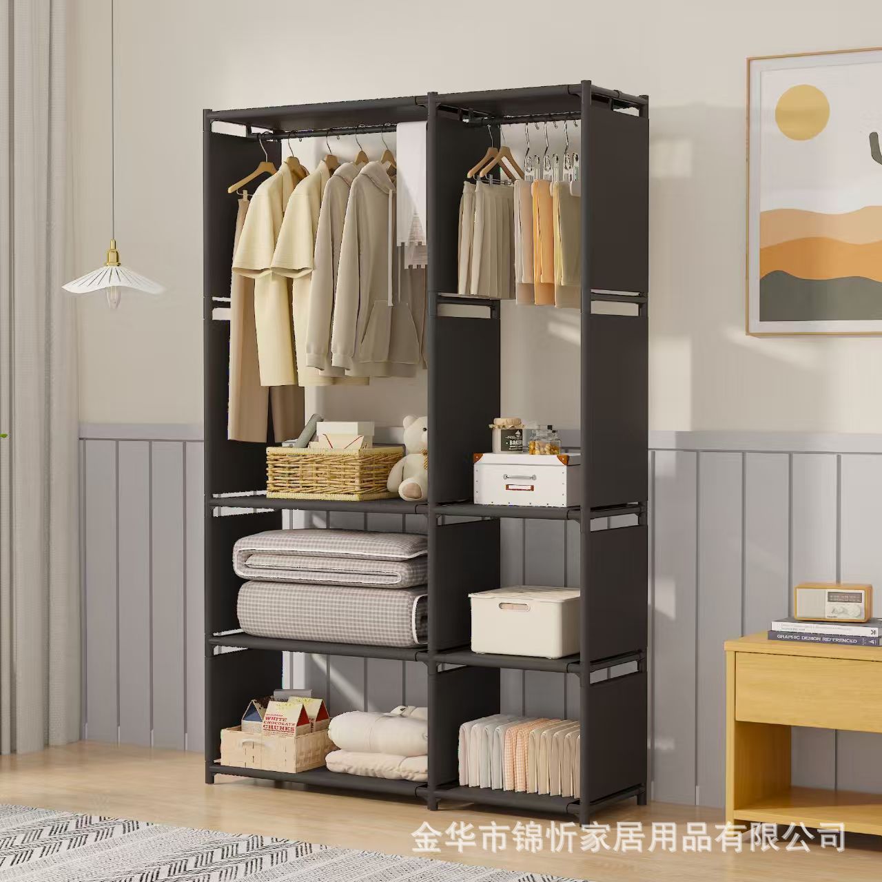 armario simple casero dormitorio piso a prueba de polvo armario de ropa de alquiler almacenaje tubo de acero grueso montaje armario simple