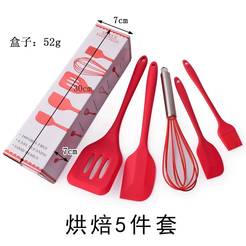 Silicone scraper, cream set, brush, 5 pieces, 6 pieces