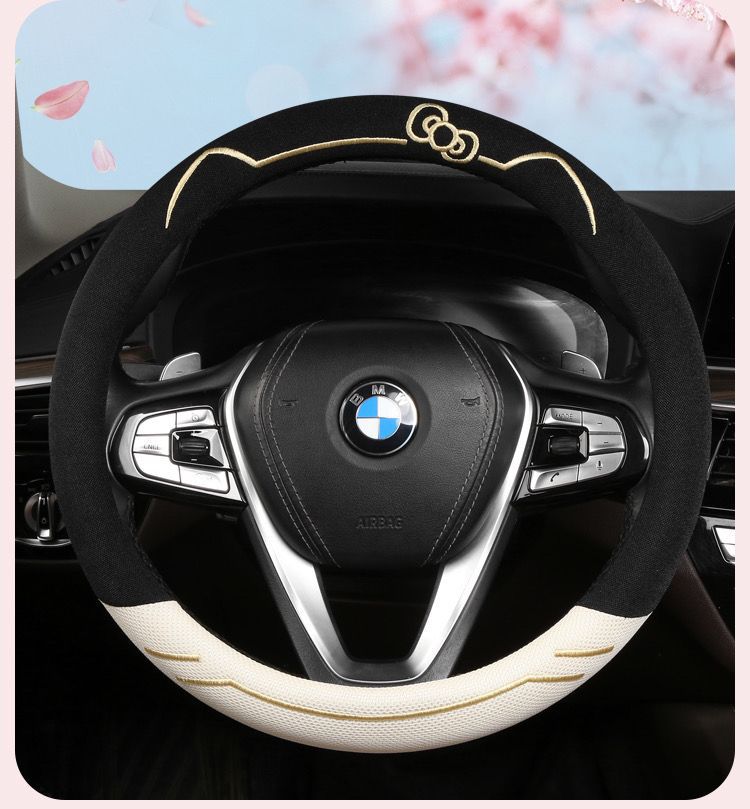Cartoon Car Steering Wheel Cover, Breathable Ice Silk, Non-Slip, Sweat-Absorbent, Suitable for All Seasons, Summer Girls' Cover, Ice Silk Breathable