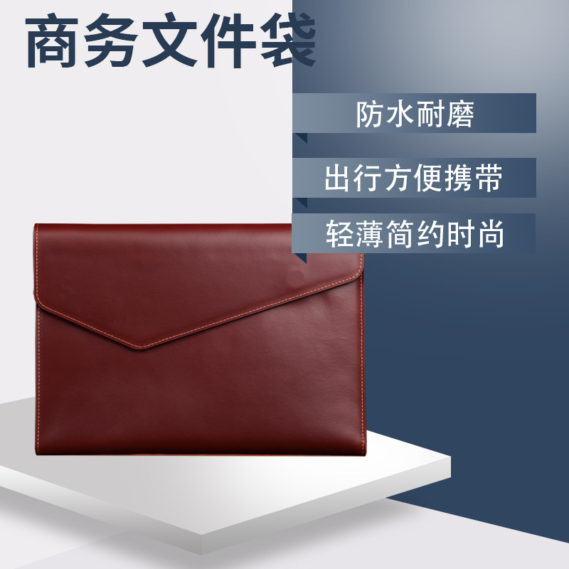 A4 leather file bag leather file package leisure business big capacity magnetic buckle file bag retro hand take office bag