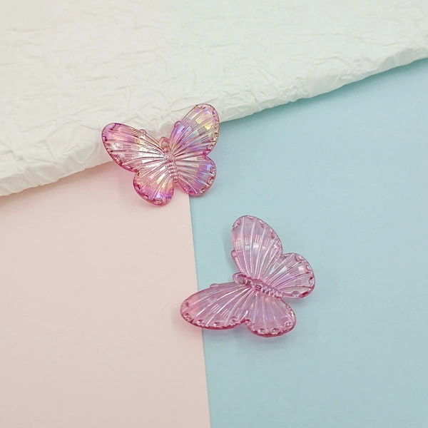 Transparent rose red AB plating butterfly