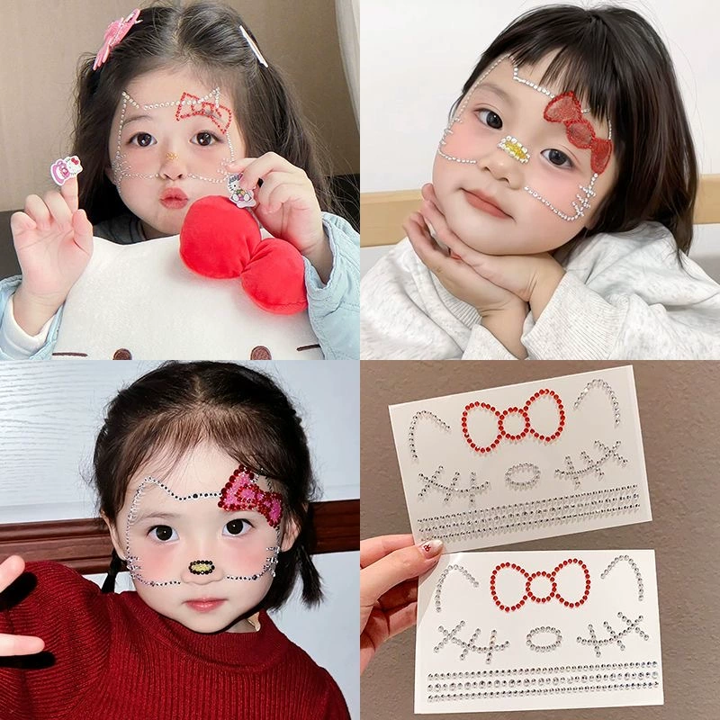Hello kitty, детская наклейка, атмосферный аксессуар для лица