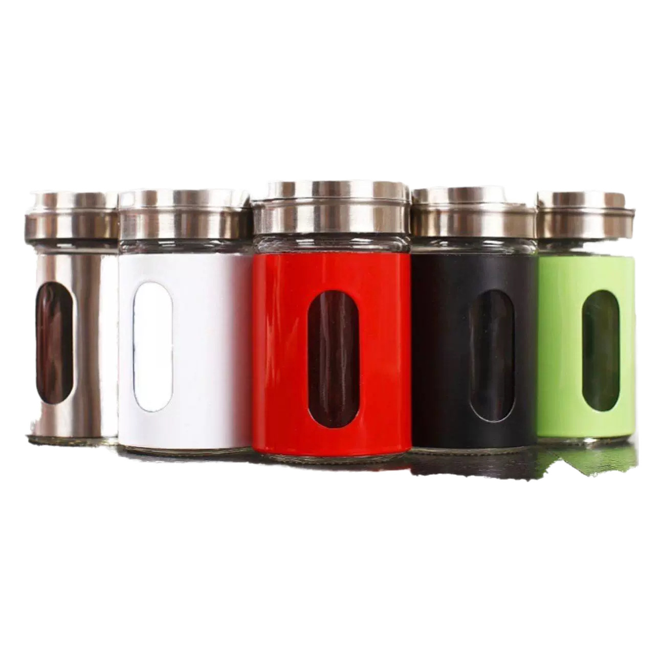 Botella de condimentos de acero inoxidable y vidrio, tamaño ajustable para sal, pimienta o barbacoa