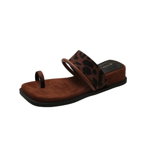 Women's 2025 Summer Chunky Heel Slippers with Minority Design, Toe-clip Herringbone Casual Outdoor Beach Sandals