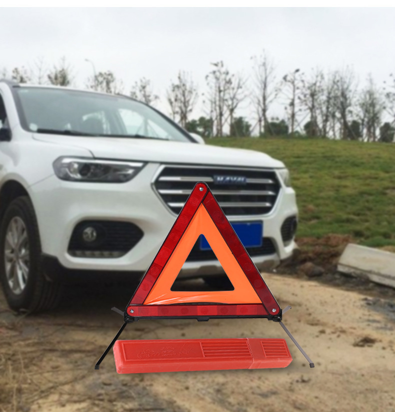 Triangular warning sign for vehicles, reflective stand for parking faults, vehicle inspection safety triangle sign